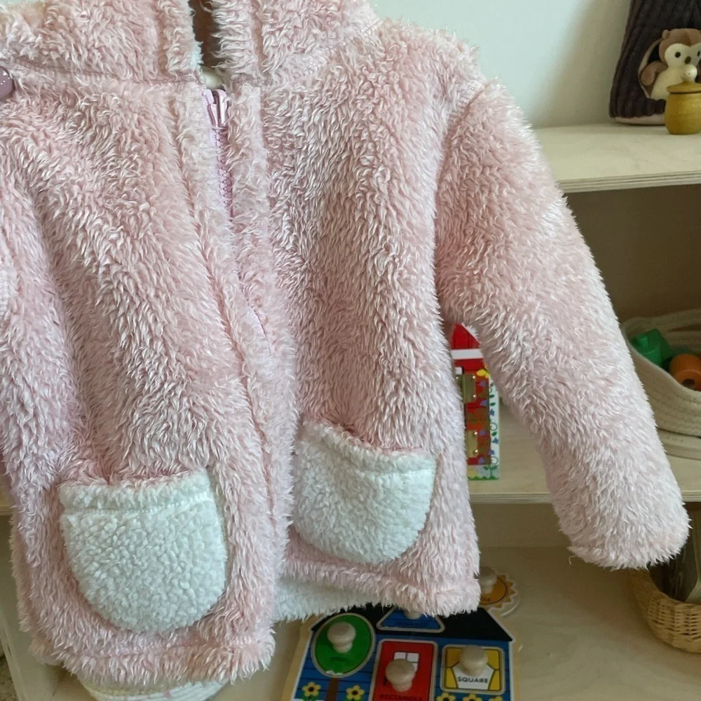 Tucker + Tate Reversible Shearling Hoodie Jacket Baby Girl 24 month Pink/White